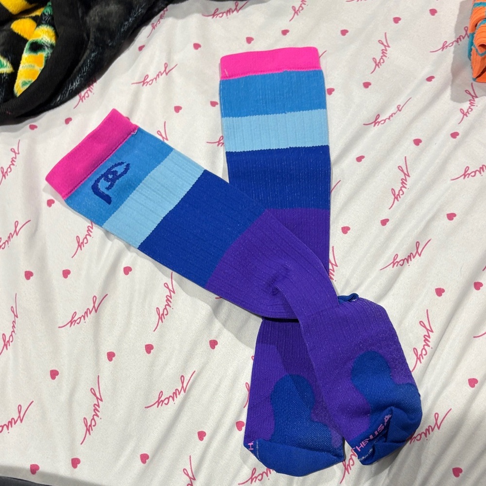 Blue and Purple Striped Men's Athletic Socks
